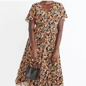 MADEWELL Woman's Dolman-Sleeve Ruffle-Hem Midi Dress in Flower Garden 4